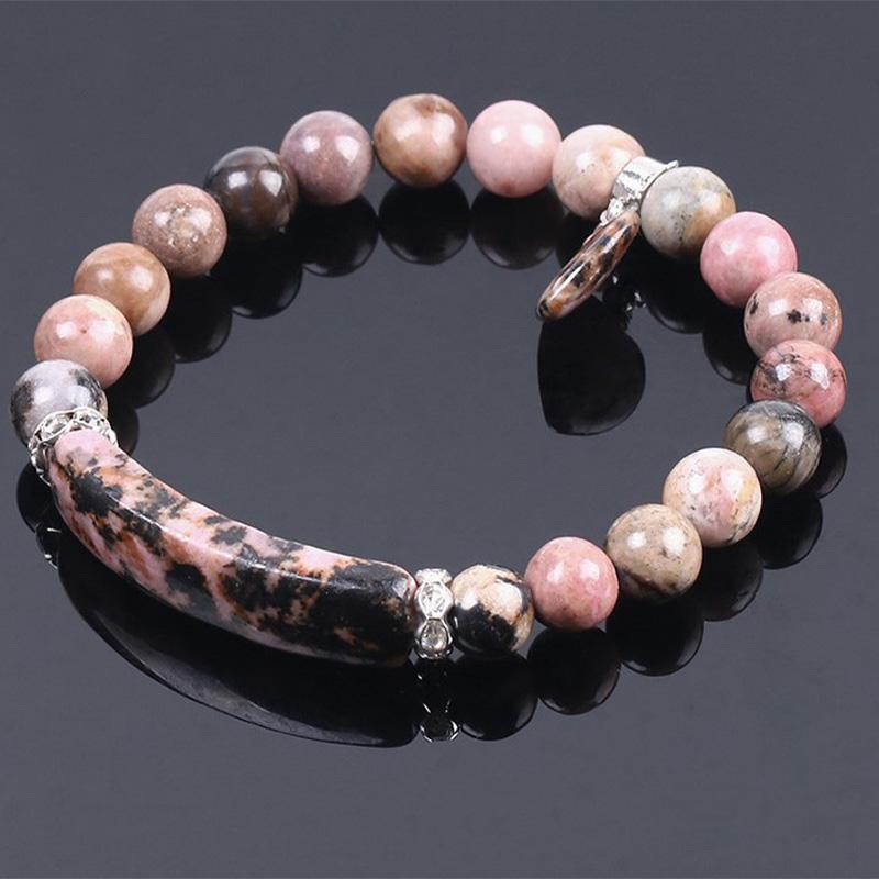 Bracelet en Améthyste Naturelle Forme Cœur 8 mm, Perles Artisanales