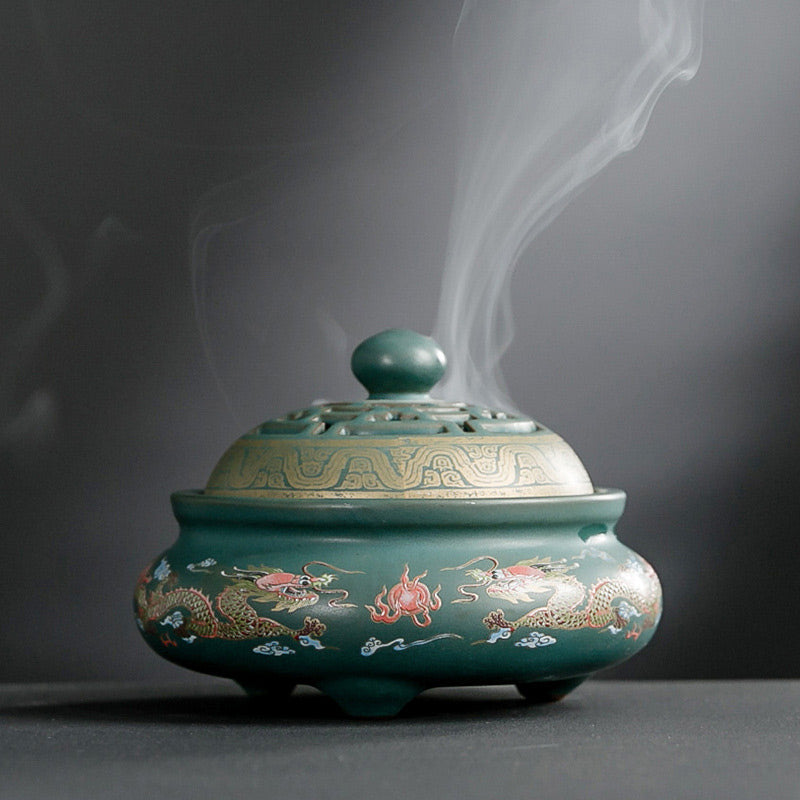 Brûleur d’Encens Dragon en Céramique – Porte-Encens Zen & Décoration Intérieure