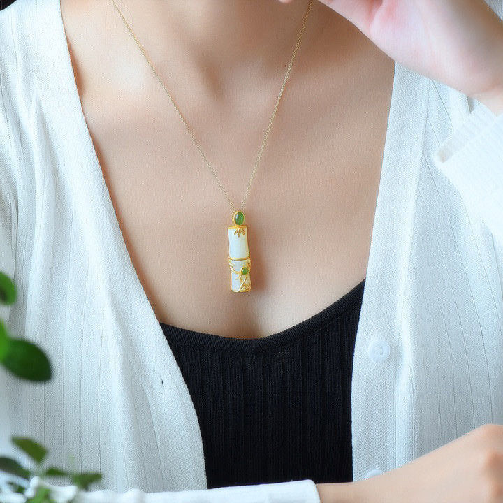 Collier Unisexe en Jade Blanc et Jade Cyan