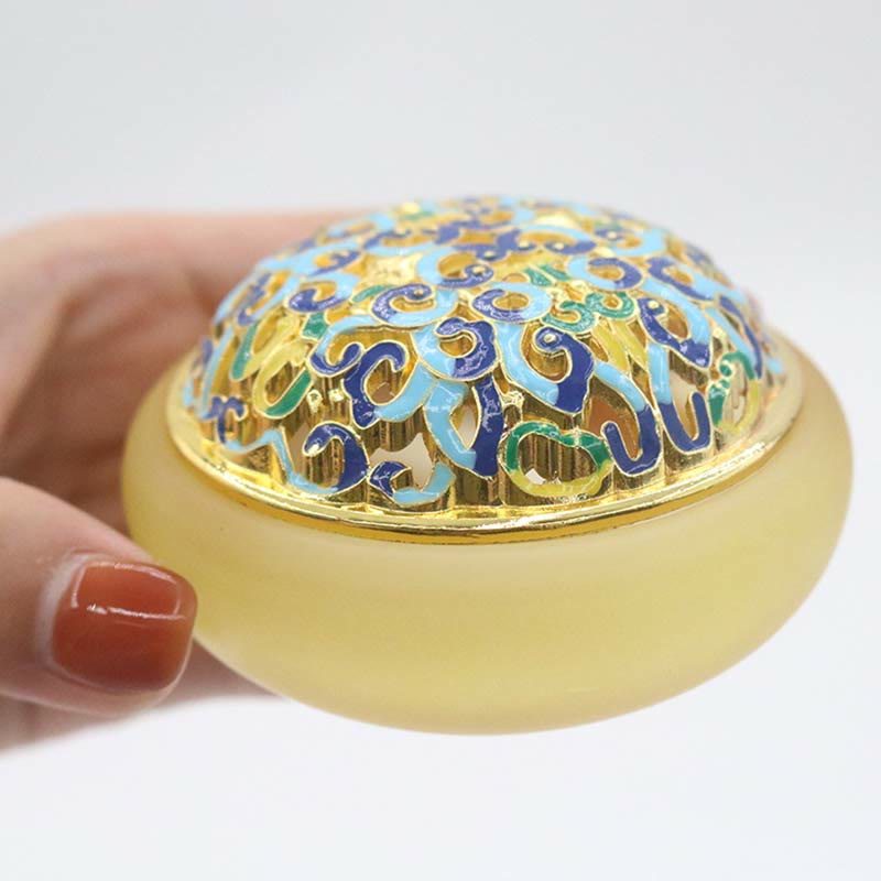 Brûleur d'encens de méditation de guérison en cristal de Lotus Liuli de Buddha Stones