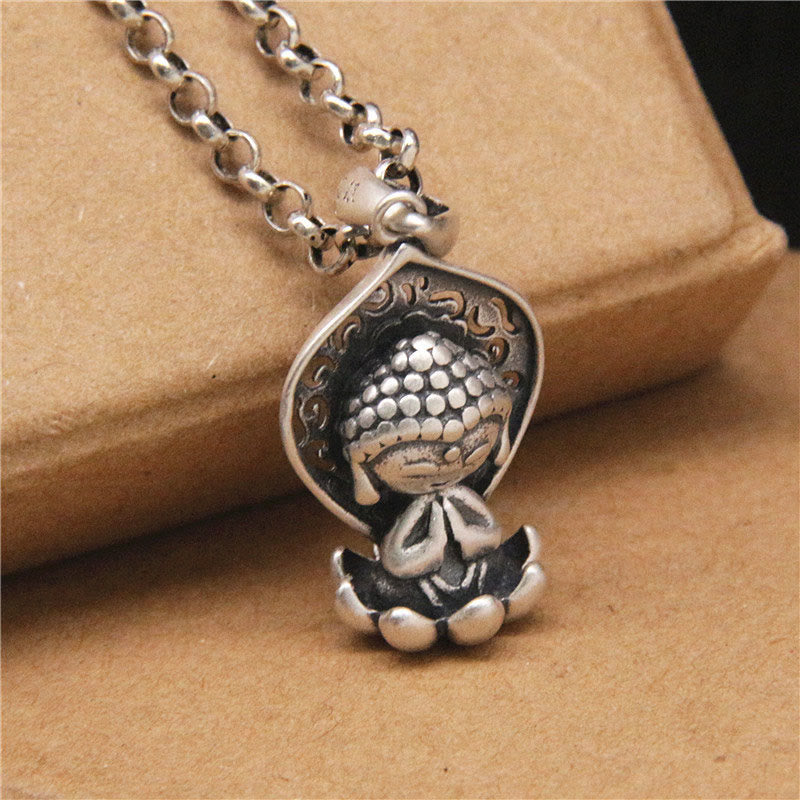 Collier Bouddha & Lotus en Argent 999 – 45 cm