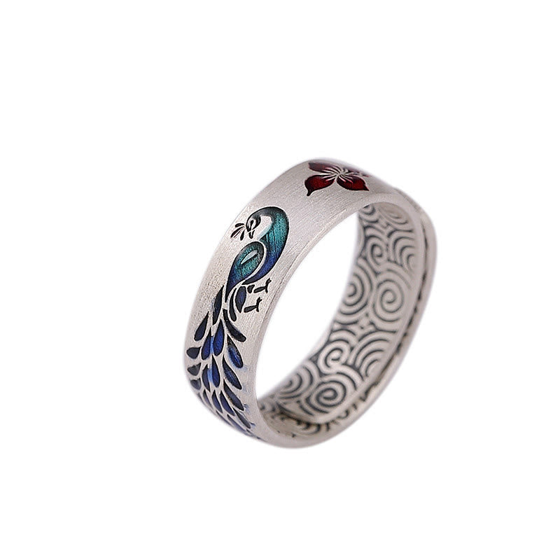Bague Lotus & Paon Argent 999 – Fortune & Élégance