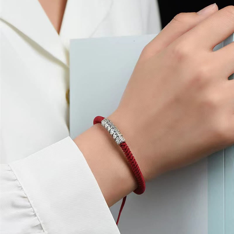 Bracelet Om Mani Padme Hum Argent 999 & Corde 5mm – Protection & Stabilité