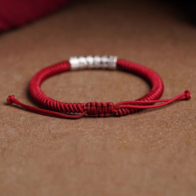 Bracelet Om Mani Padme Hum Argent 999 & Corde 5mm – Protection & Stabilité