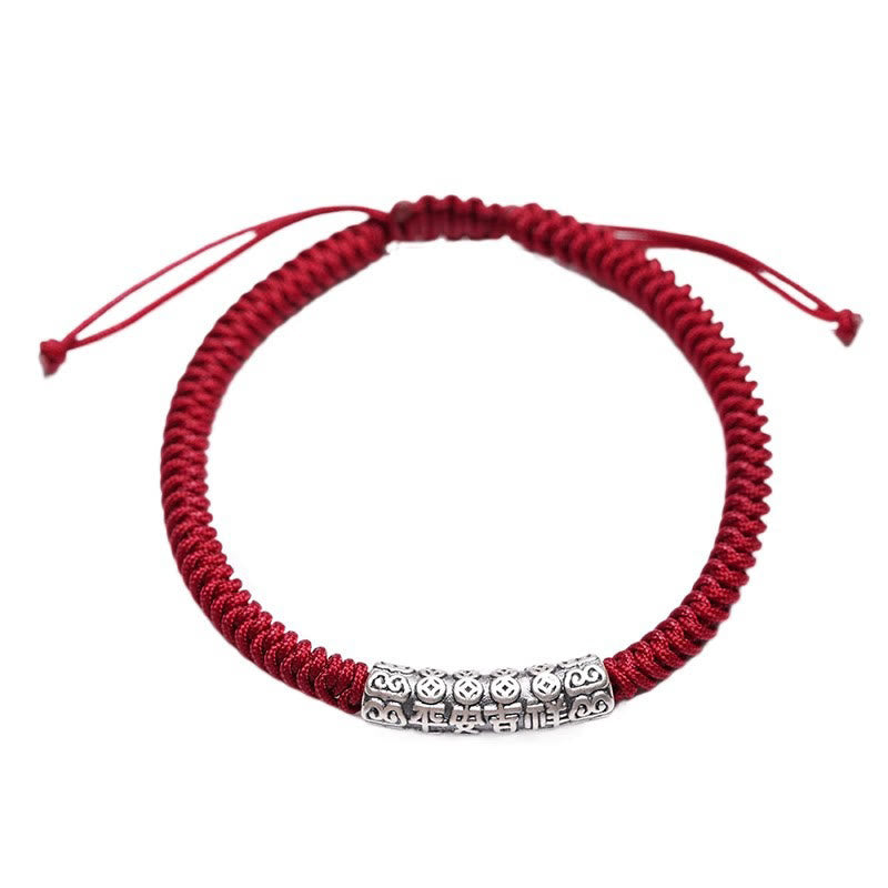 Bracelet Om Mani Padme Hum Argent 999 & Corde 5mm – Protection & Stabilité