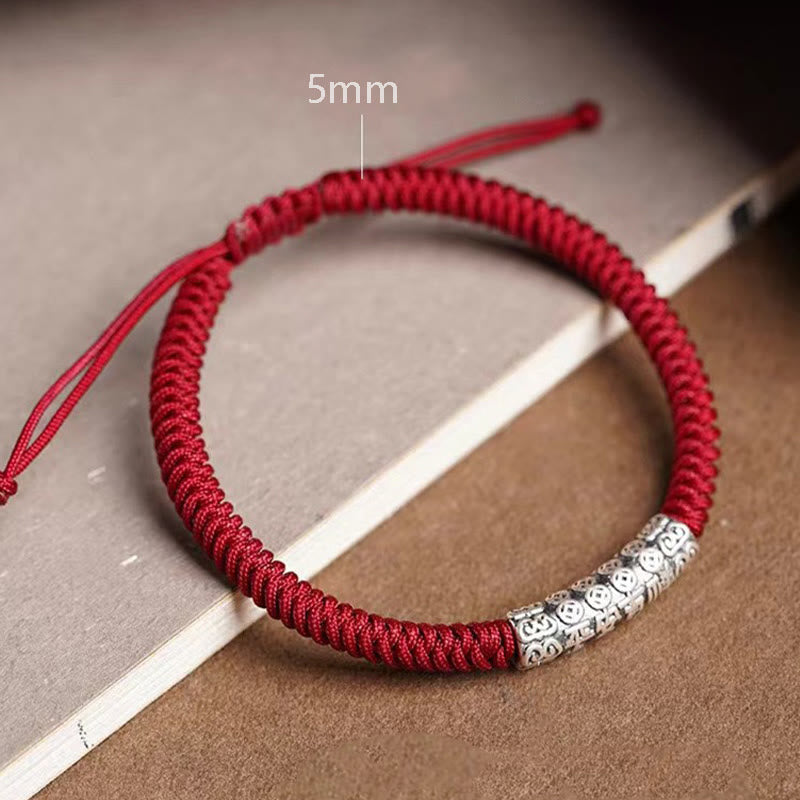 Bracelet Om Mani Padme Hum Argent 999 & Corde 5mm – Protection & Stabilité