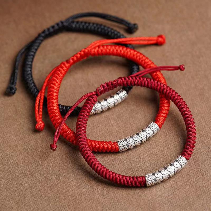 Bracelet Om Mani Padme Hum Argent 999 & Corde 5mm – Protection & Stabilité