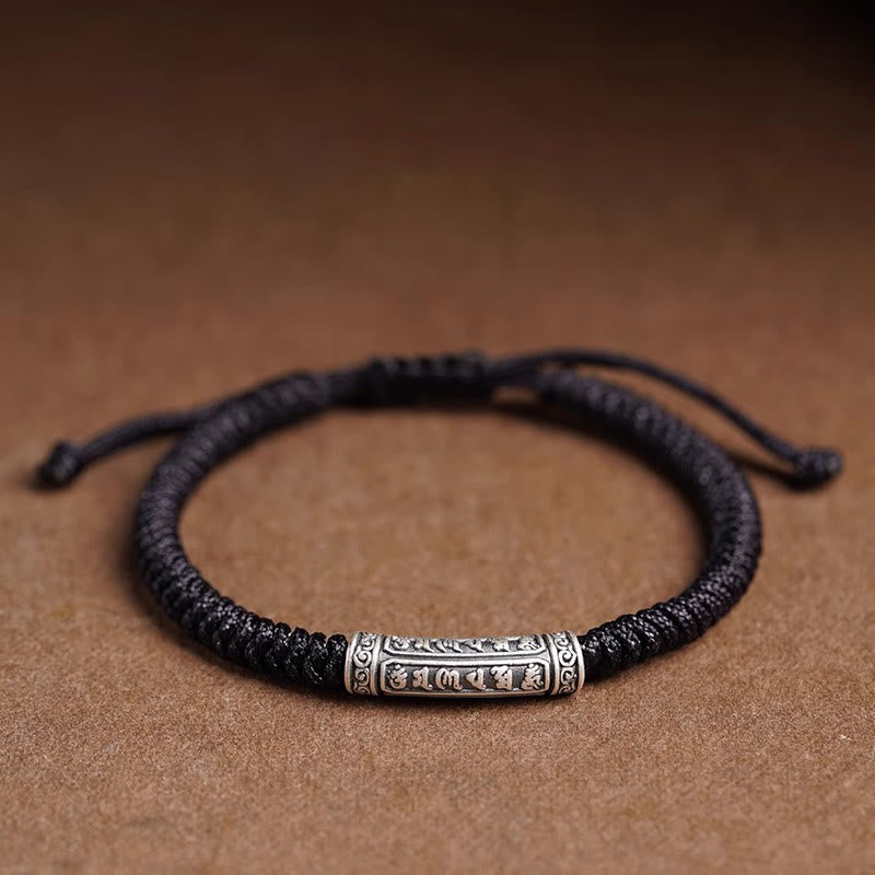 Bracelet Om Mani Padme Hum Argent 999 & Corde 5mm – Protection & Stabilité