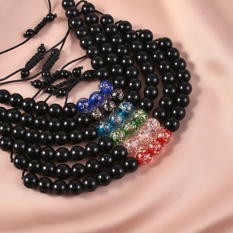 Bracelet Force en Obsidienne Noire 10 mm & Pierre Lumineuse | Protection & Ancrage