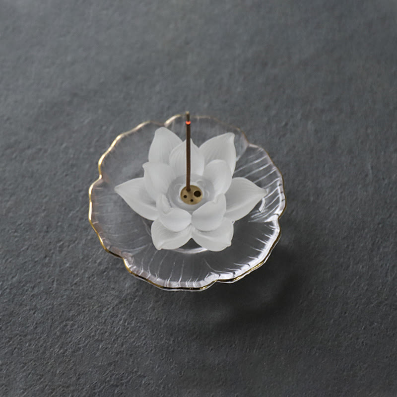 Porte-Encens Lotus Blanc en Cristal Liuli – Méditation & Sérénité