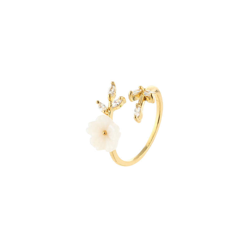 Bague Porte-Bonheur Unisexe en Cuivre – Motif Feuille de Prunier (Ajustable)