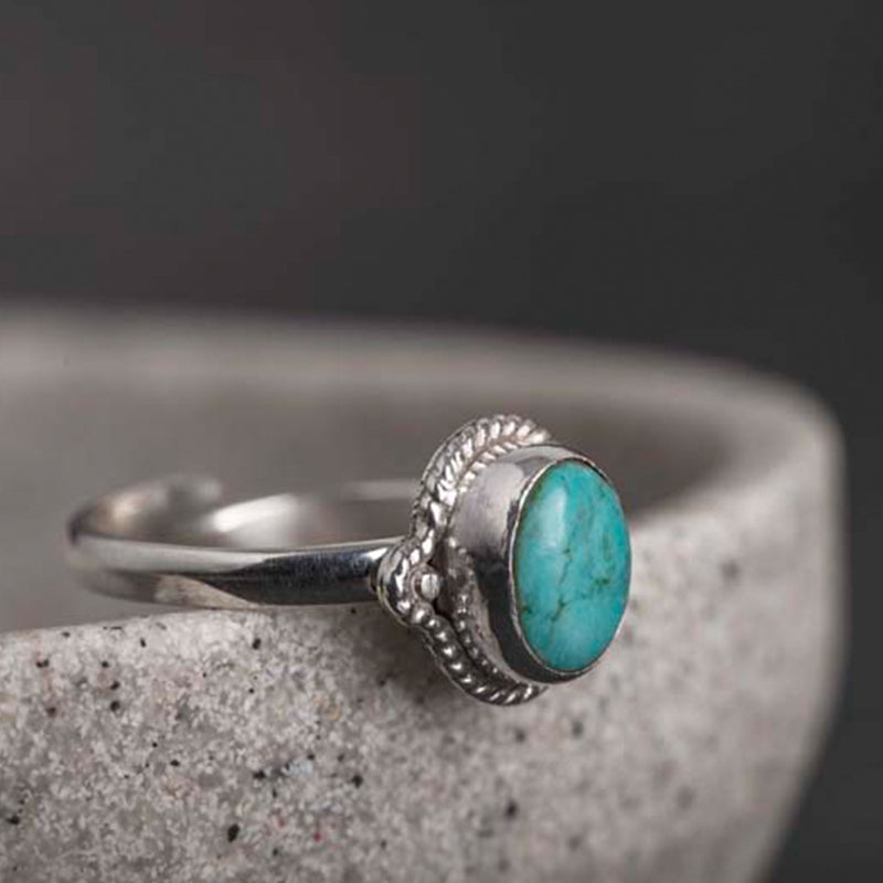 Bague Sagesse en Turquoise Naturelle & Argent Sterling 925 – Ajustable Unisexe