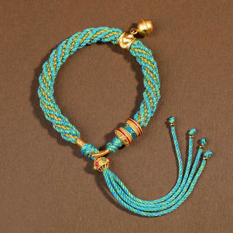 Bracelet de Prière Tibétain Thangka en Fil Rouge, Protection & Chance