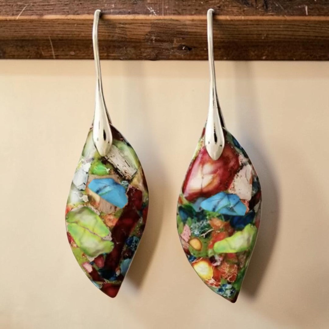 Boucles d'Oreilles Arlequin en Jaspe