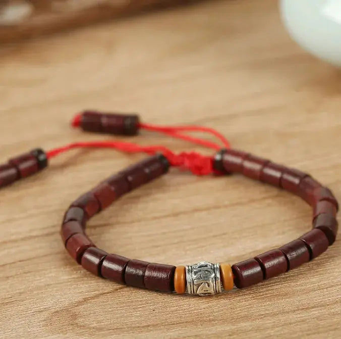 Bracelet Tibétain Bois en Santal Rouge