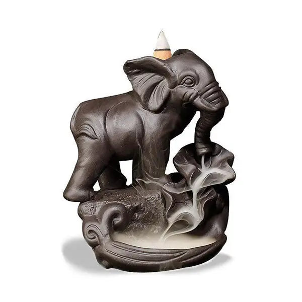 Brûle-Encens Cascade Éléphant en Céramique 4 Une présence décorative douce pour une atmosphère apaisante A
