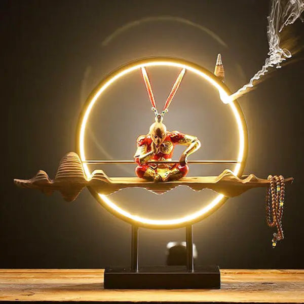 Porte-Encens Bouddha Original avec Anneau Lumineux LED
