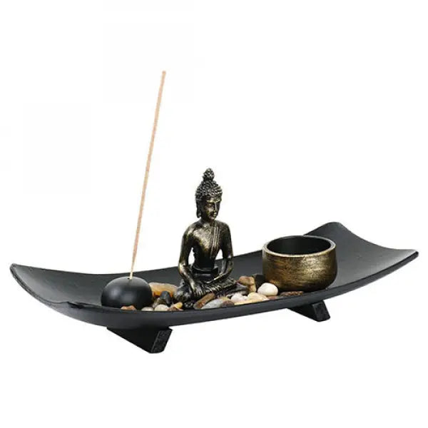 Porte-Encens Zen Bouddha avec Plateau Décoratif