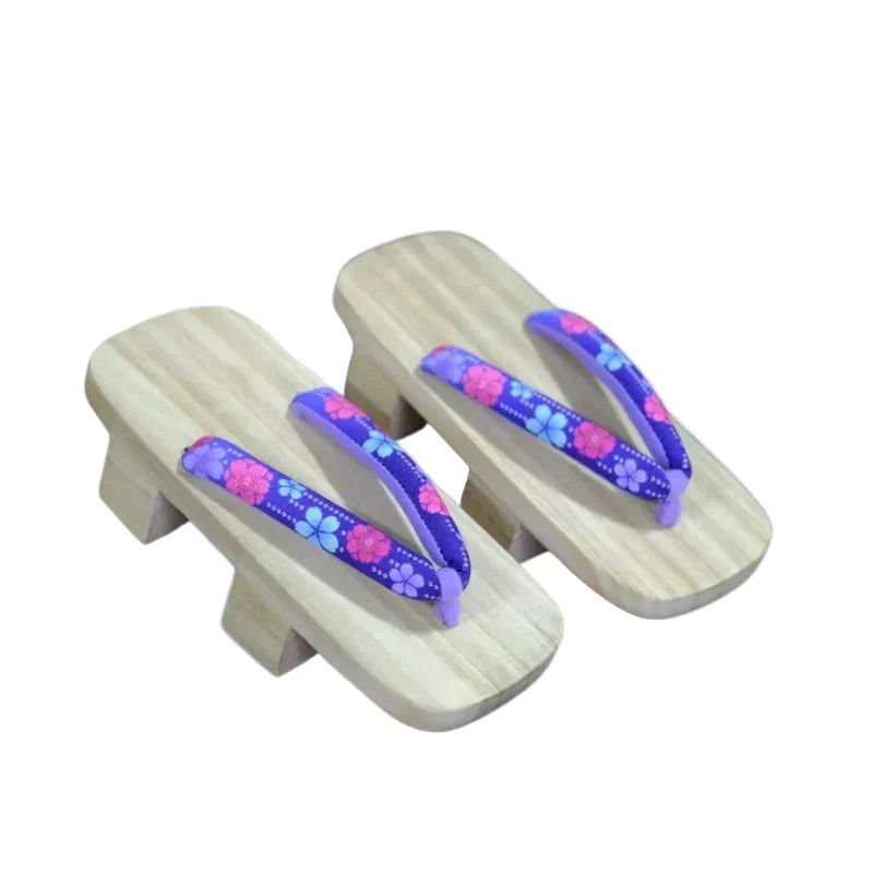 Geta Sandales Japonaises en Bois & Tissu