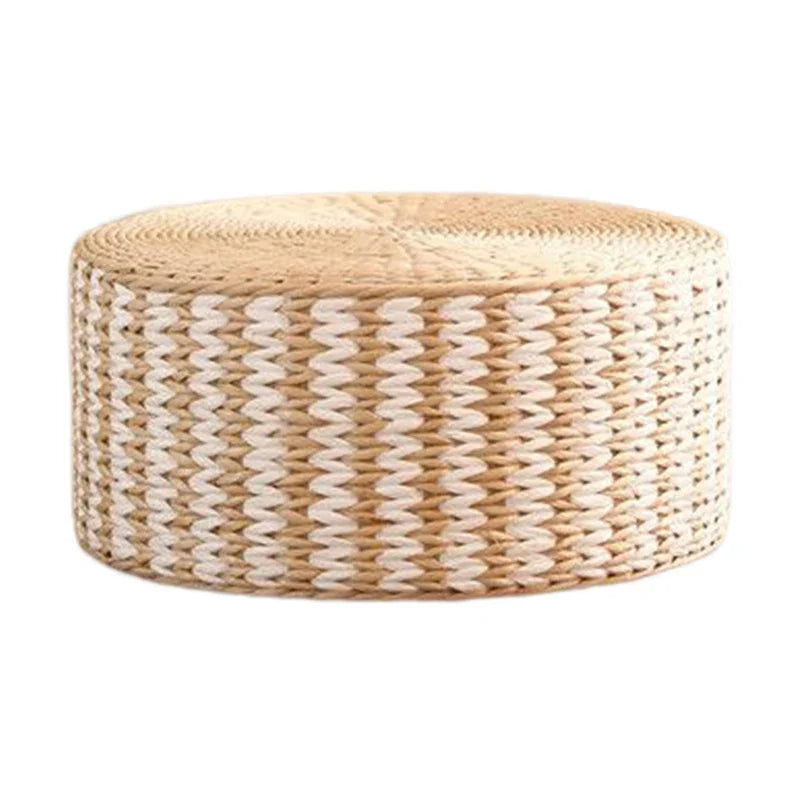 Coussin de Sol Japonais Rond en Paille Tissée à la Main – 40 × 40 × 10 cm