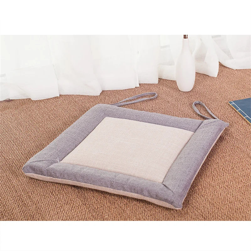 Coussin de Chaise Japonais en Lin & Éponge Verticale – 40 × 40 cm