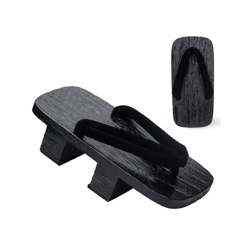 Geta Japonais Noir en Bois de Paulownia & Caoutchouc
