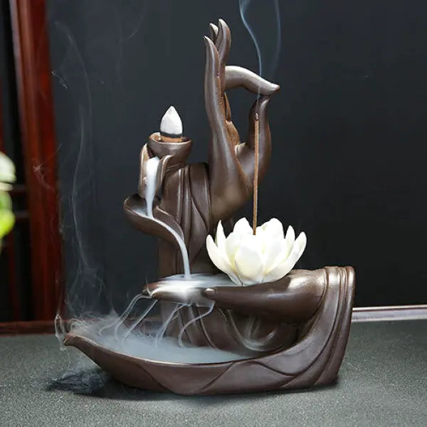 Porte-Encens Main de Bouddha à Refoulement