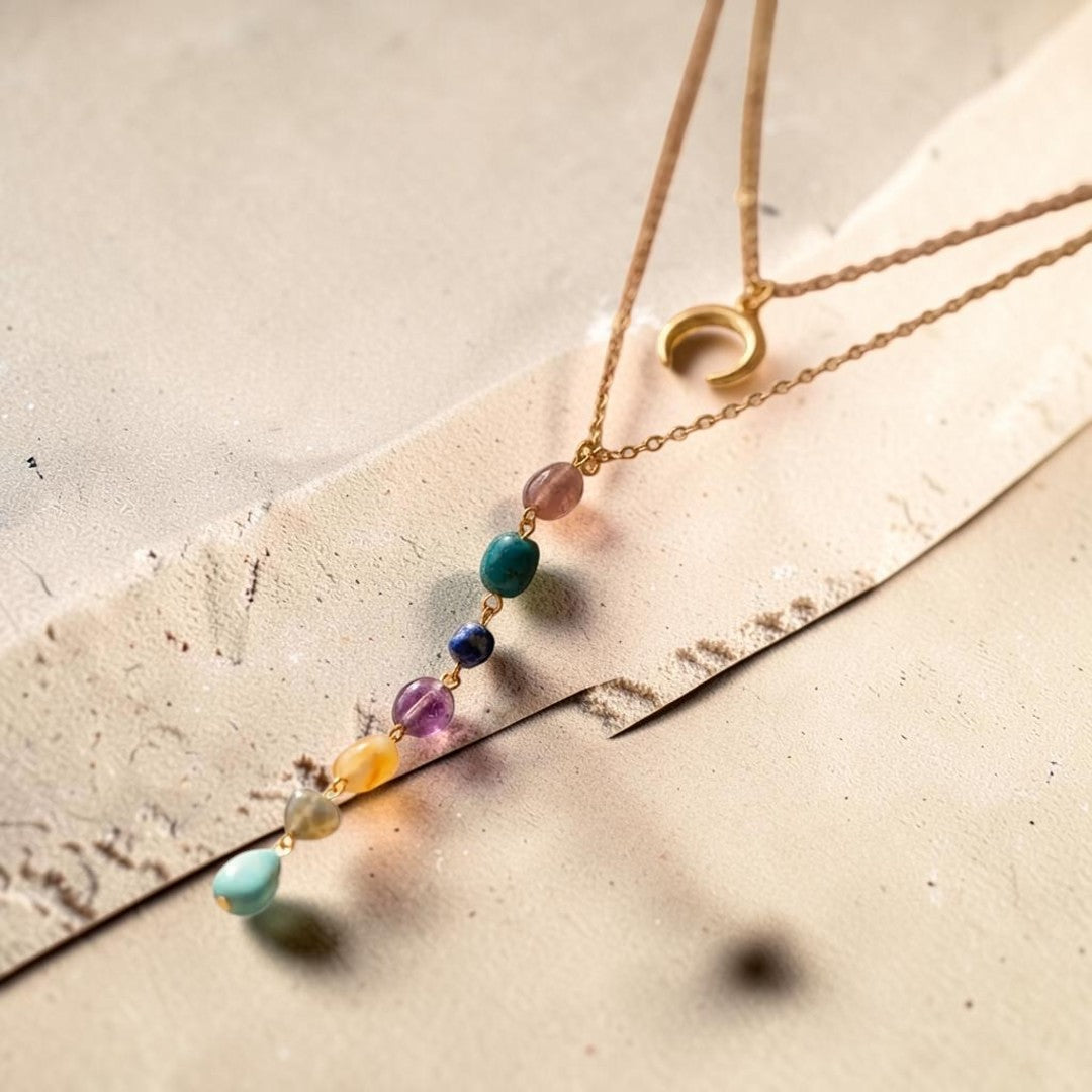 Collier Double Cascade des 7 Chakras