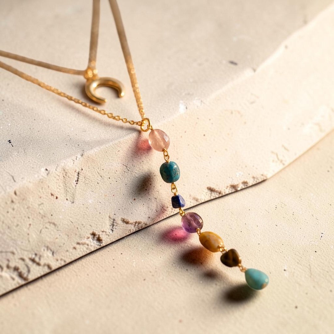 Collier Double Cascade des 7 Chakras