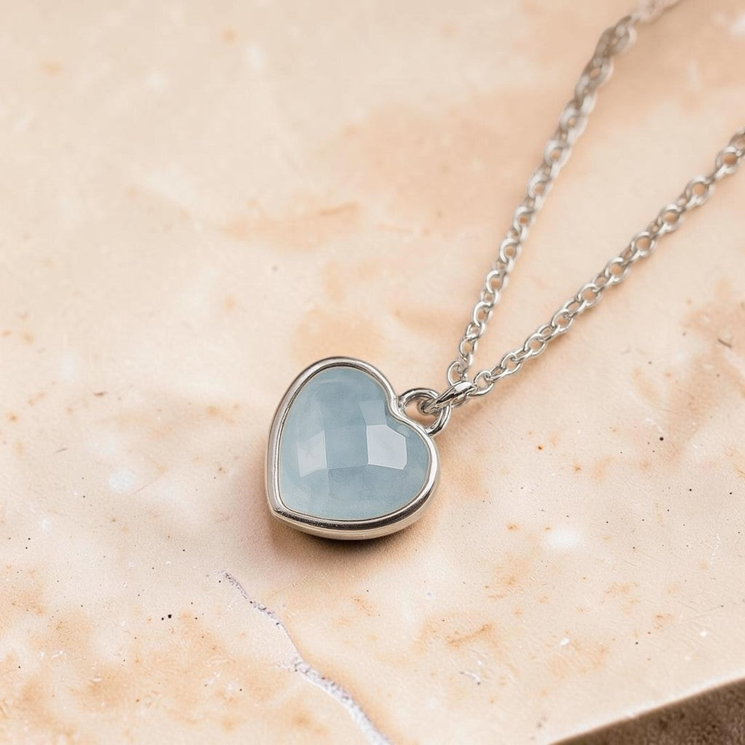 Pendentif Coeur en Aigue-Marine