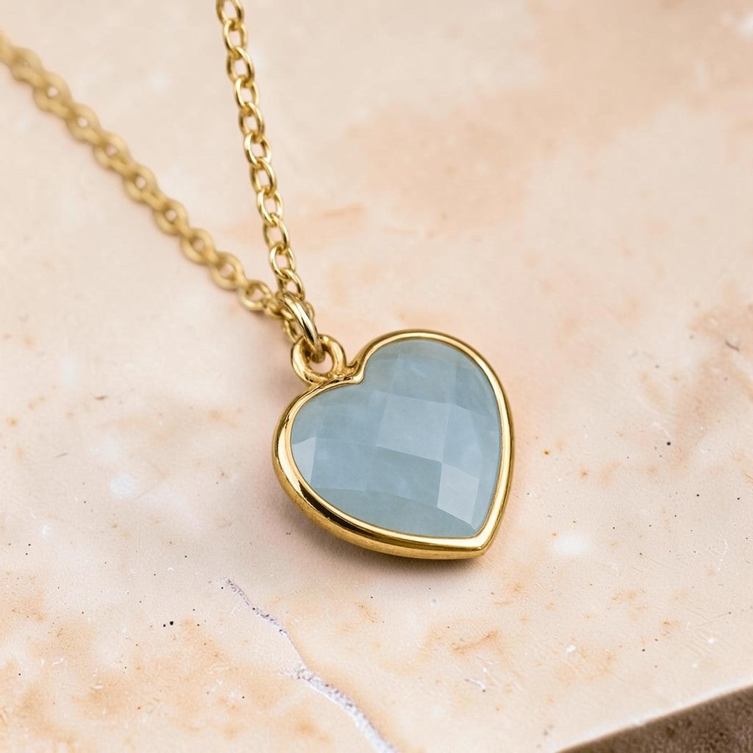 Pendentif Coeur en Aigue-Marine