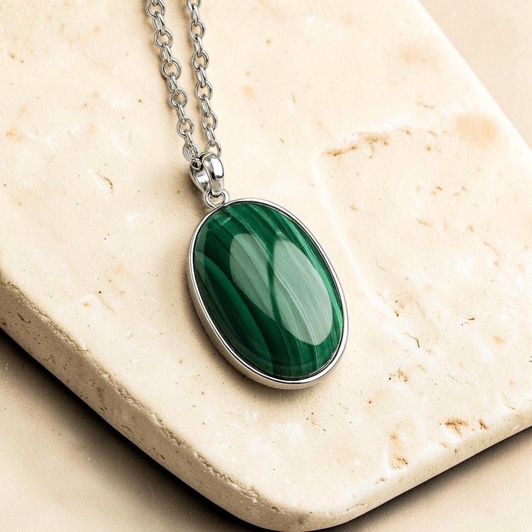 Pendentif Guérison en Malachite & Argent