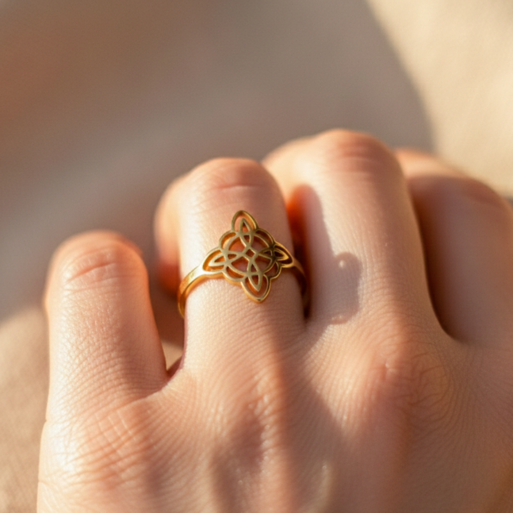 Bague “Protection Éternelle” – Symbole du Nœud de Sorcière – Bague ajustable