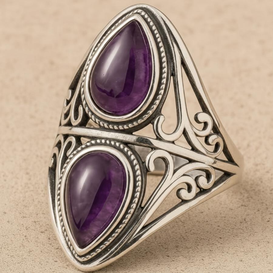Bague Esprit Intuitif en Améthyste & Argent Sterling 925