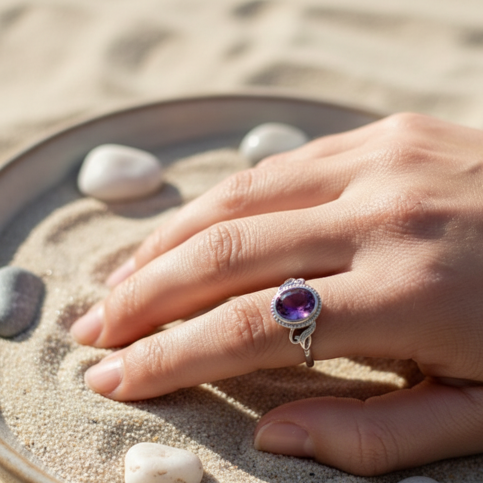 Bague Améthyste “Harmonie Purificatrice” – Bague ajustable