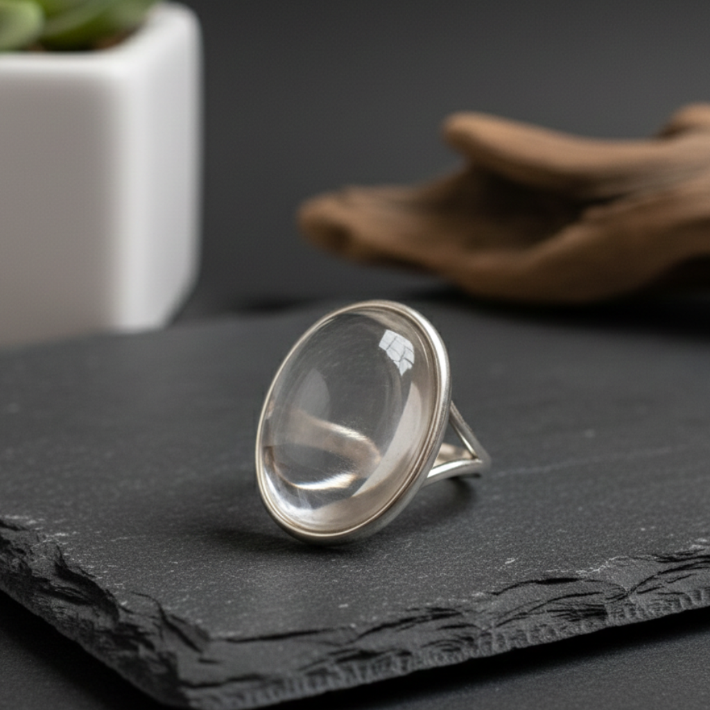 Bague “Lumière Pure” en Cristal Clair – Clarté Intérieure & Élégance Essentielle