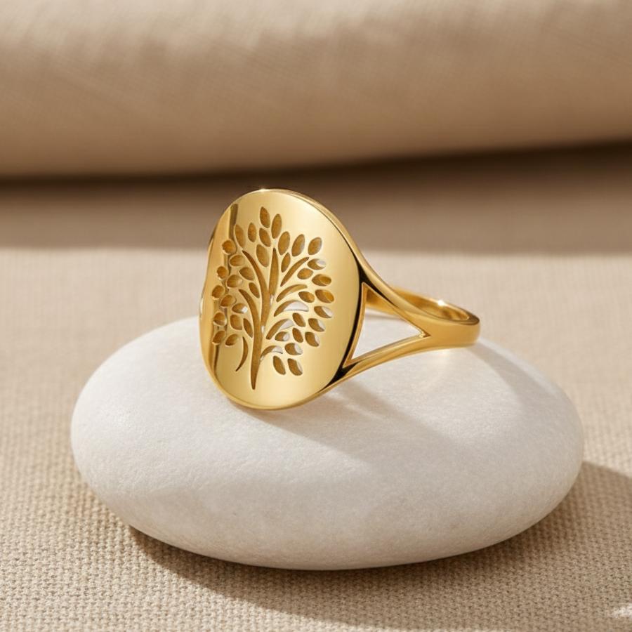 Bague Arbre des Chakras en Métal Finition Argent