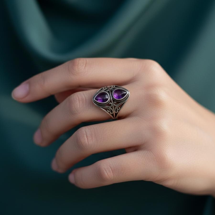 Bague Esprit Intuitif en Améthyste & Argent Sterling 925