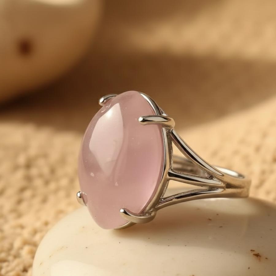Bague Vision en Pierre Naturelle & Acier Inoxydable Ajustable