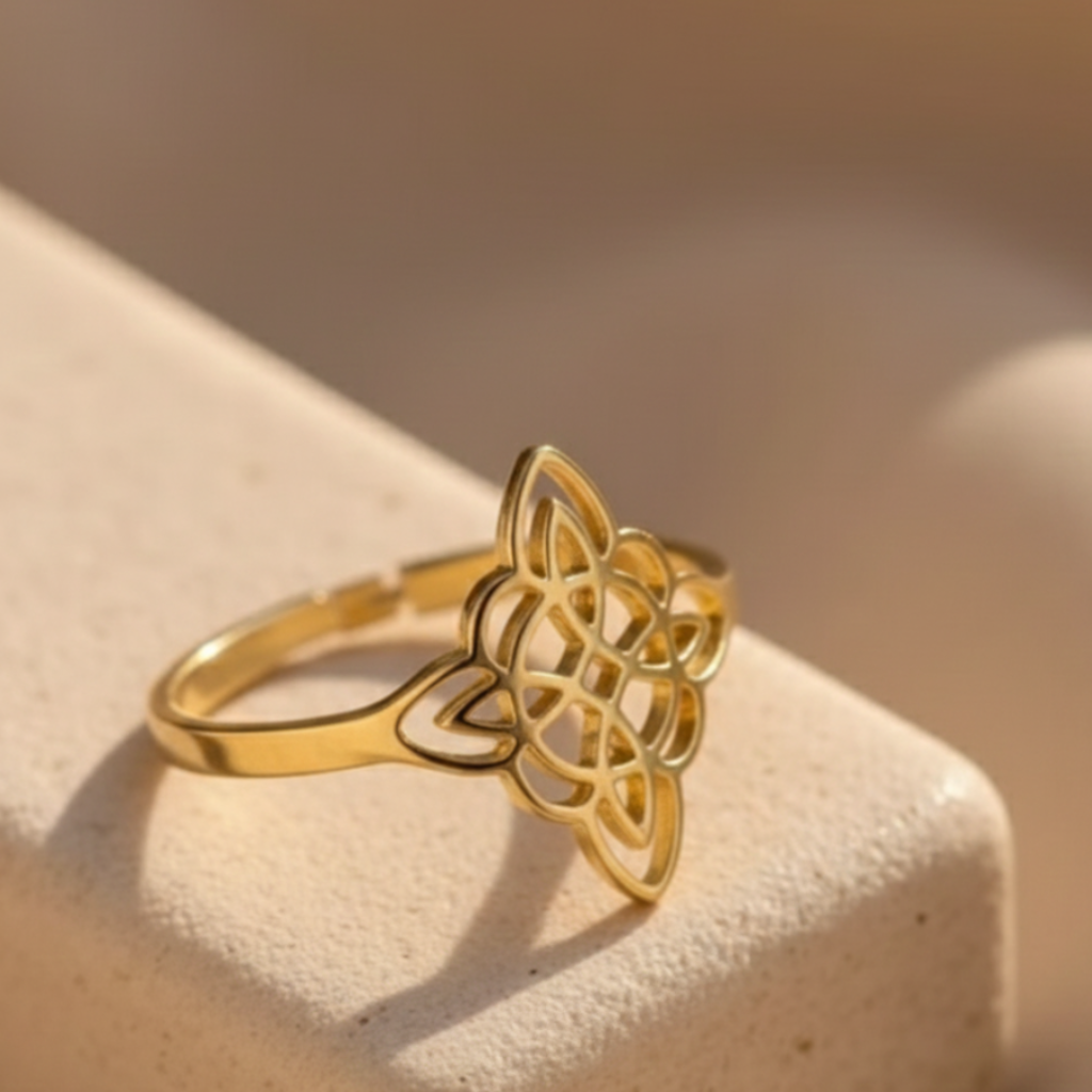 Bague “Protection Éternelle” – Symbole du Nœud de Sorcière – Bague ajustable