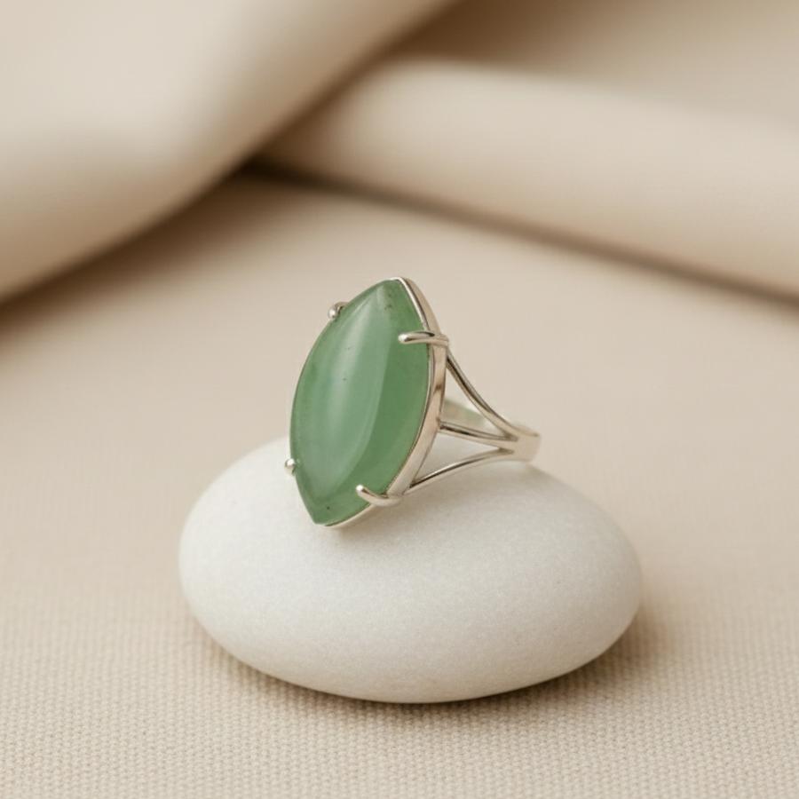Bague Vision en Pierre Naturelle & Acier Inoxydable Ajustable