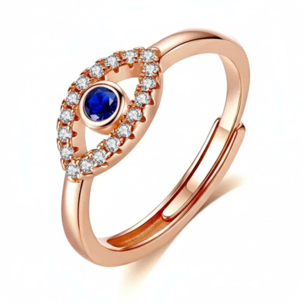 Bague “Mauvais Œil” Ajustable – Symbole de Protection & Élégance Lumineuse