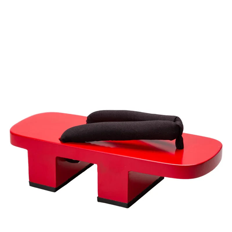 Geta Japonaise Rouge Solide en Bois Naturel