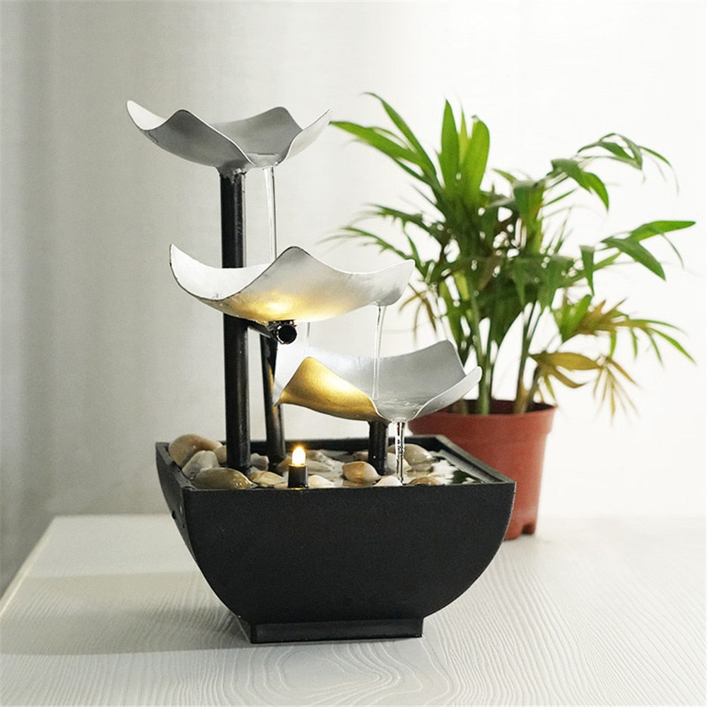 Mini Fontaine Japonaise Zen d’Intérieur au Style Ancien et Naturel