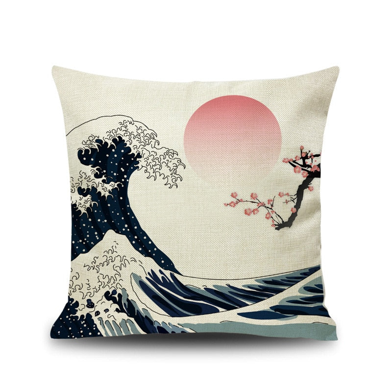 — Housse de Coussin Japonais 45 × 45 cm | Motifs Traditionnels & Design Zen