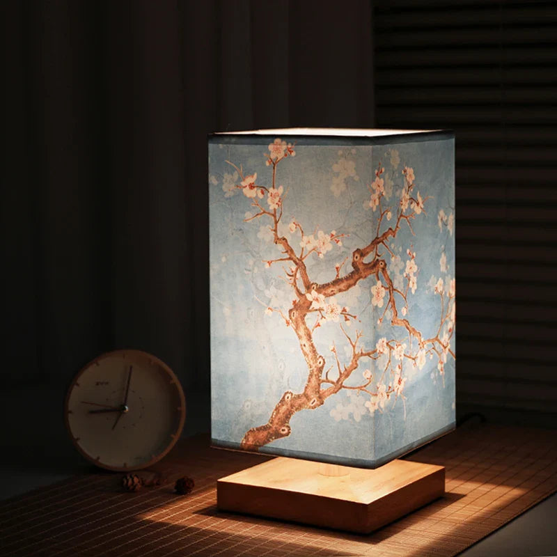 Lampe de Chevet Japonaise Zen en Bois & Papier, Lumière Tamisée