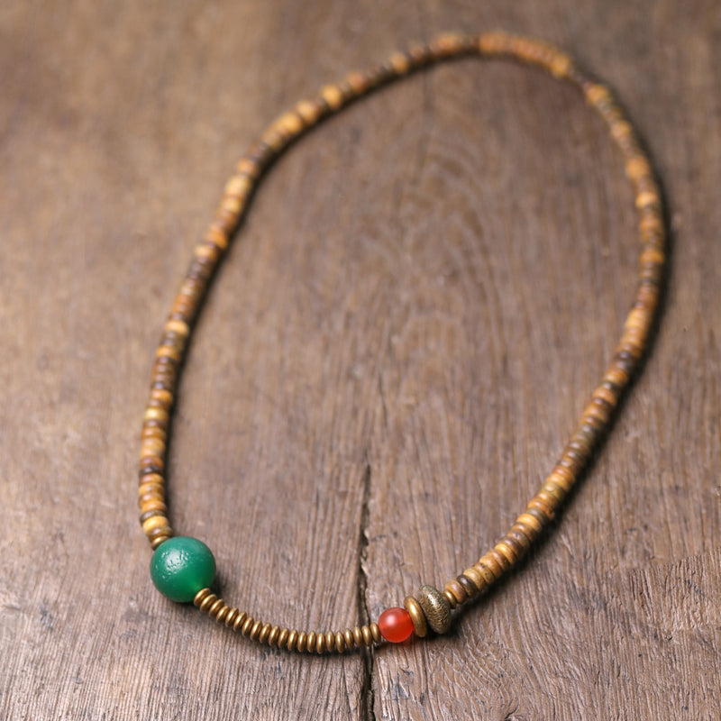 Bracelet cuivre tibétain jade rouge & verawood – énergie & style naturel