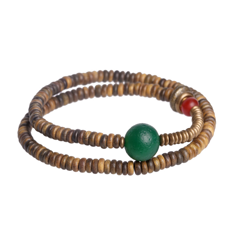 Bracelet cuivre tibétain jade rouge & verawood – énergie & style naturel