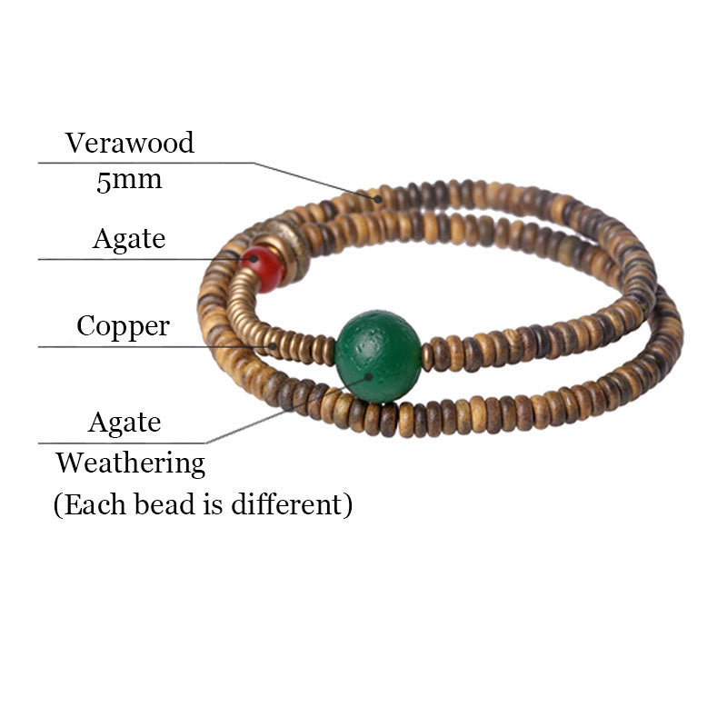 Bracelet cuivre tibétain jade rouge & verawood – énergie & style naturel