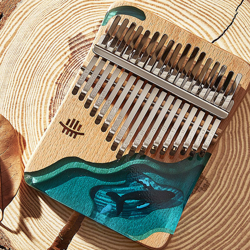 Kalimba 17 et 21 touches « Ocean » – Instrument à pouce en bois, format complet